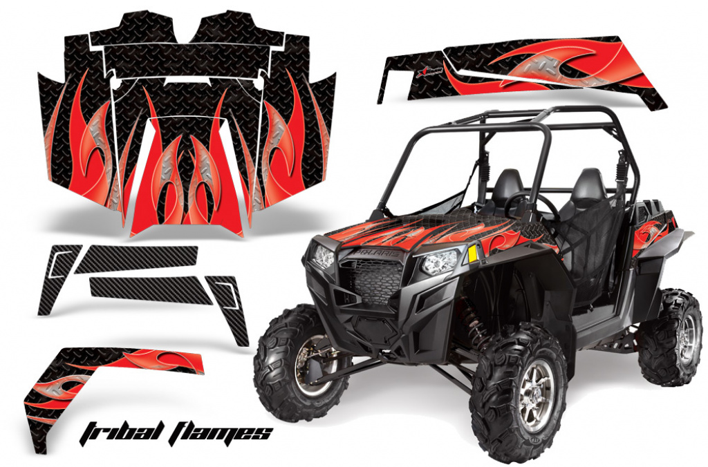 Tribal Flames Hintergrund = Schwarz, Designfarbe = Rot Polaris RZR 900XP 11-14