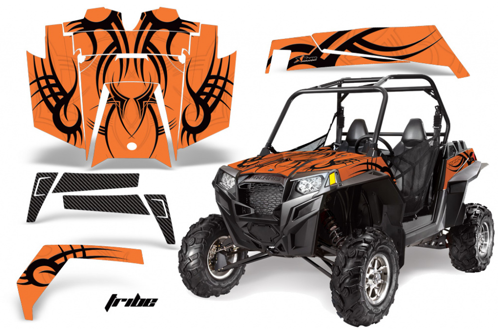 Tribe Hintergrund = Orange, Designfarbe = Schwarz für Polaris RZR 900XP 11-14