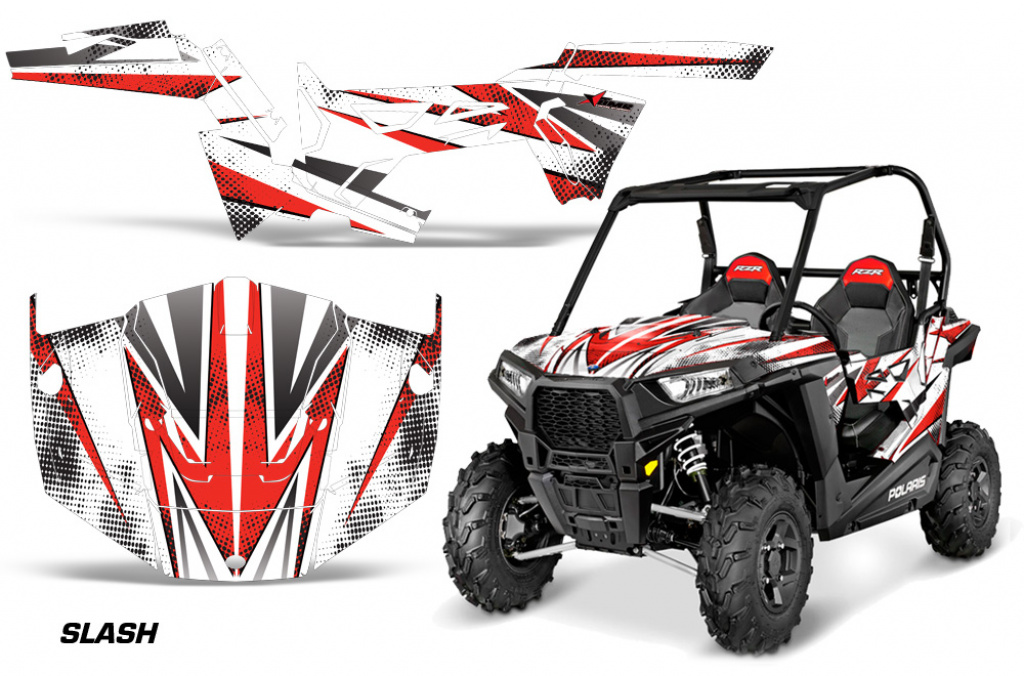 Slash Hintergrund = Weiß, Designfarbe = Rot für Polaris RZR 900 Trail 15-20