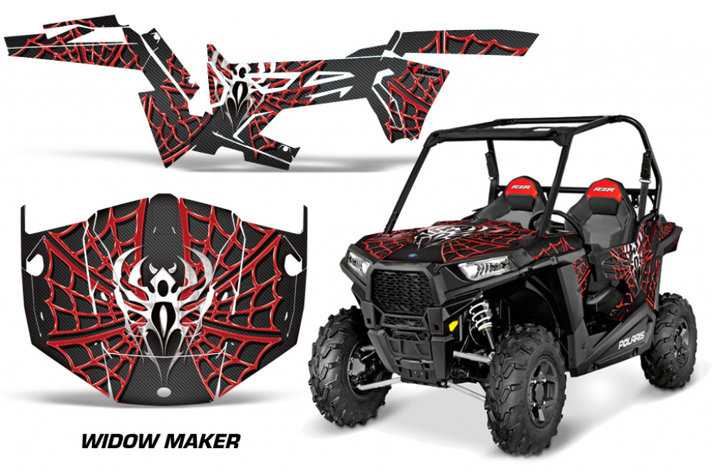 Widow Maker Hintergrund = Schwarz, Designfarbe = Red für Polaris RZR 900 Trail 15-20