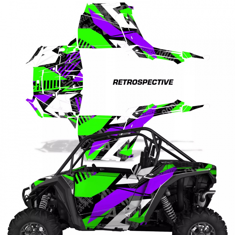 Retrospective Hintergrund = Grün, Designfarbe = Lila für Polaris RZR 1000 XP 2 Türer 24-25