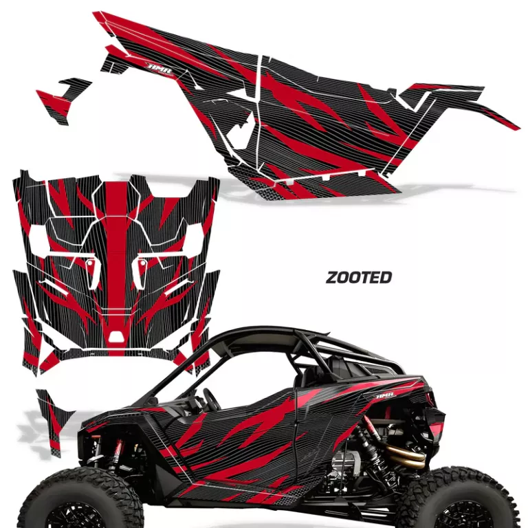 Zooted Background = Black, Design color = Red for Polaris RZR Pro R, Pro S & Pro XP 2 Door 2025+