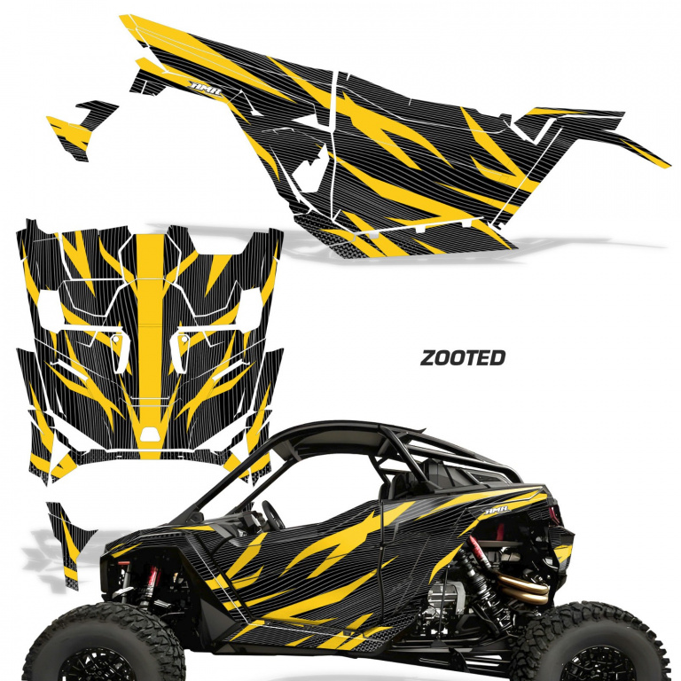 Zooted Background = Black, Design color = Yellow for Polaris RZR Pro R, Pro S & Pro XP 2 Door 2025+