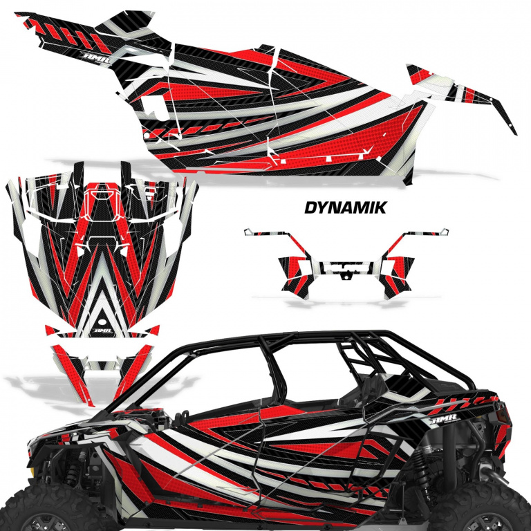 Dynamik Hintergrund = Schwarz, Designfarbe = Rot für Polaris RZR Pro XP 4 Türer 20-24