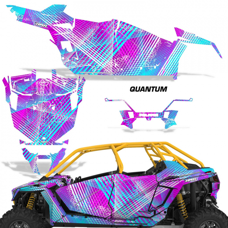 Quantum Hintergrund = Pink, Designfarbe = Teal Blau für Polaris RZR Pro XP 4 Türer 20-24