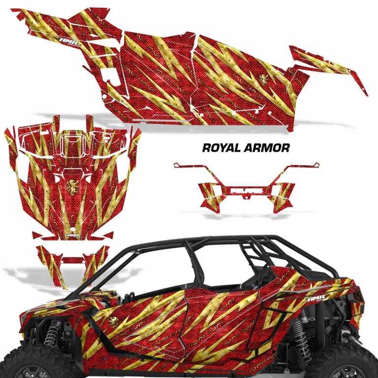 Royal Armor Hintergrund = Rot, Designfarbe = Gelb für Polaris RZR Pro XP 4 Türer 20-24