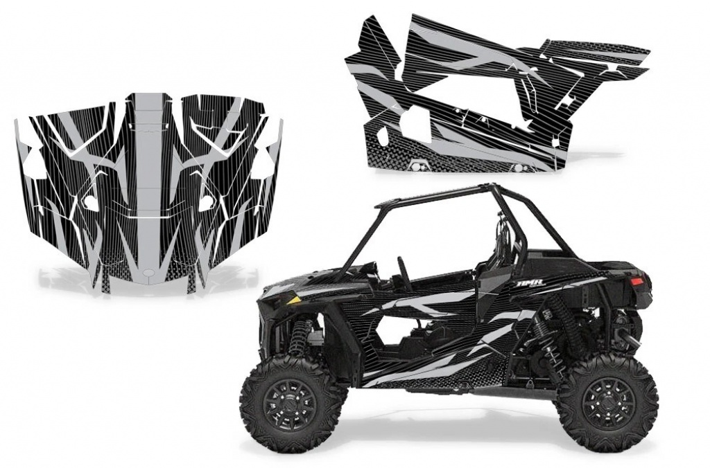 Zooted Hintergrund = Schwarz, Designfarbe = Silver für Polaris RZR XP EPS 1000 2 Türer 19-23