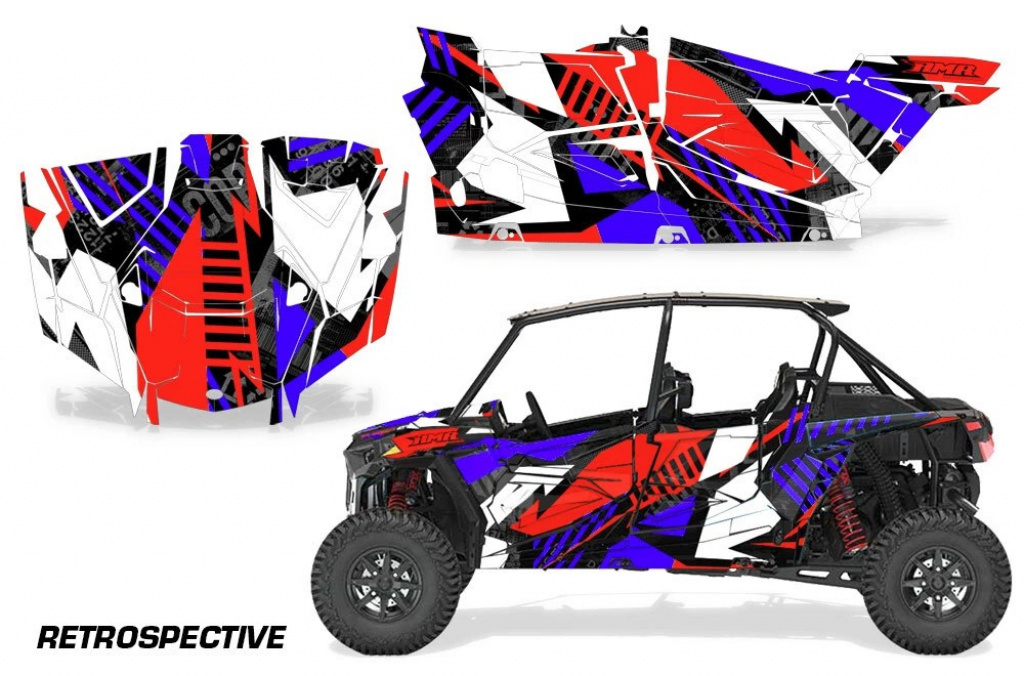 Retrospective Hintergrund = Blau, Designfarbe = Rot Polaris RZR XP EPS 1000 4 Türer 19-23