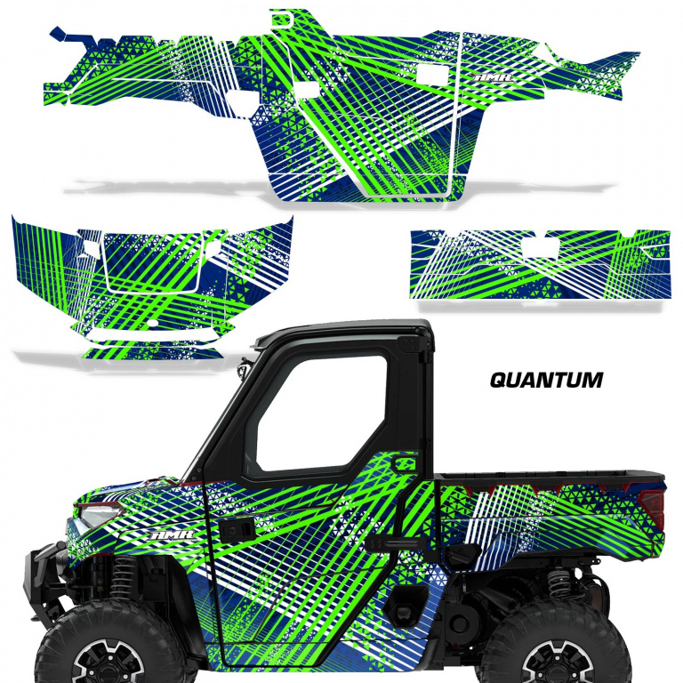 Quantum Hintergrund = Blau, Designfarbe = Grün für Polaris Ranger 1000 XP 18-24