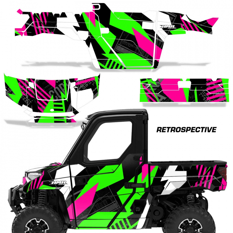 Retrospective Hintergrund = Grün, Designfarbe = Pink für Polaris Ranger 1000 XP 18-24