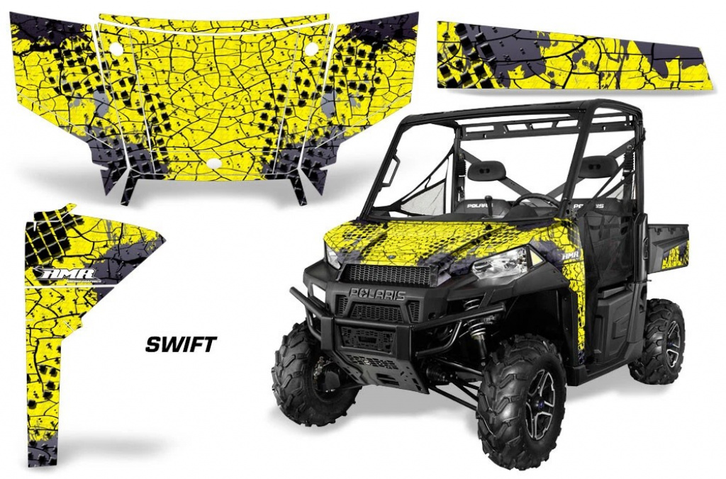 Swift Hintergrund = Schwarz, Designfarbe = Gelb für Polaris Ranger 570/900 13-15