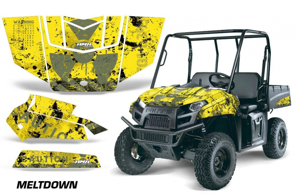 Meltdown Hintergrund = Gelb, Designfarbe = Grün für Polaris Ranger EV Electric 09-15