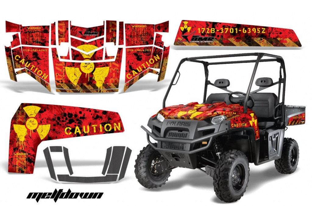 Meltdown Hintergrund = Rot, Designfarbe = Gelb für Polaris Ranger XP 2009