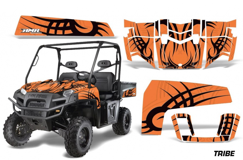Tribe Hintergrund = Orange, Designfarbe = Schwarz für Polaris Ranger XP500-900D 10-14