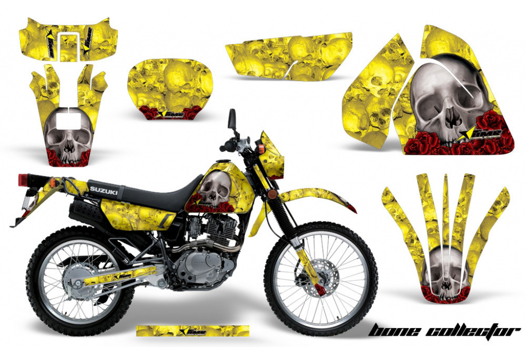 Bone Collector Gelb mit Nummernfeldern für Suzuki DRZ 200 SE 1996-2009