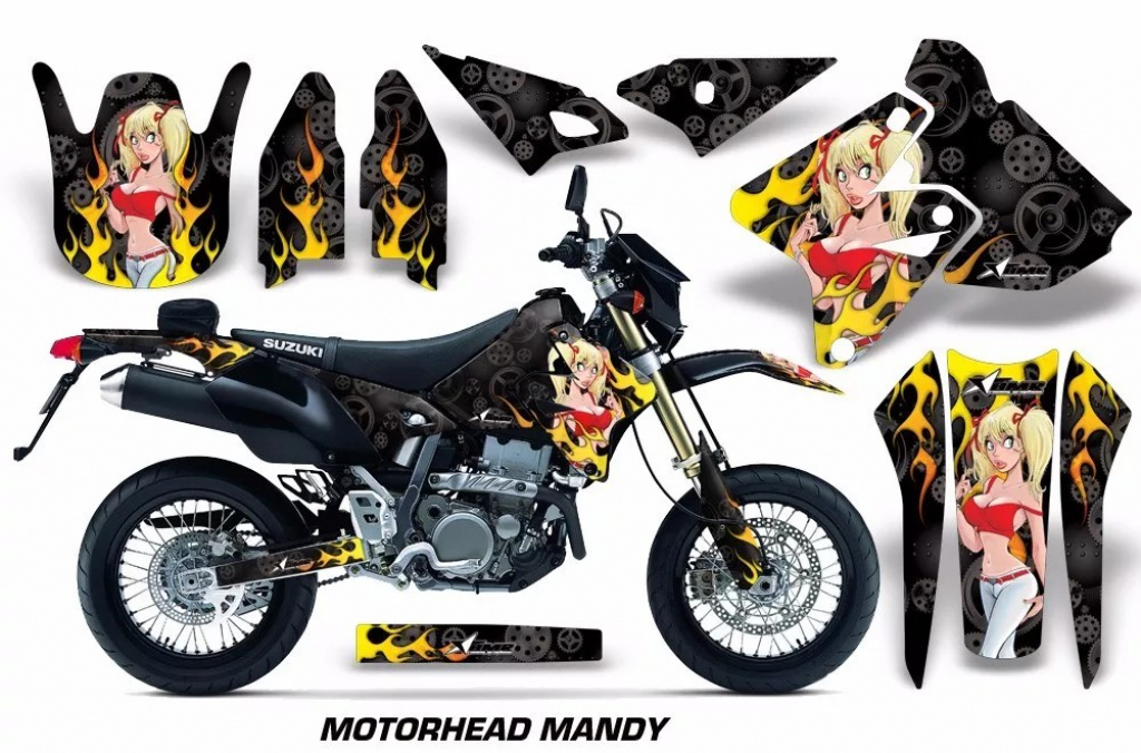 Motorhead Mandy Schwarz ohne Nummernfeldern für Suzuki DRZ 400 S/SM 2000-2023