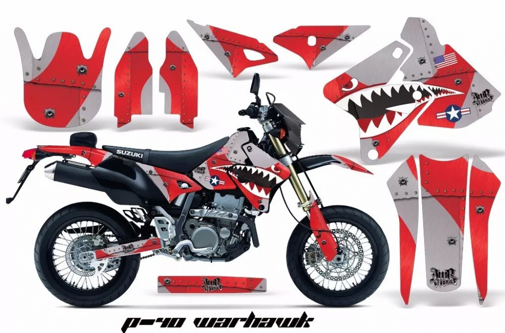 P40-Warhawk Rot ohne Nummernfeldern für Suzuki DRZ 400 S/SM 2000-2023