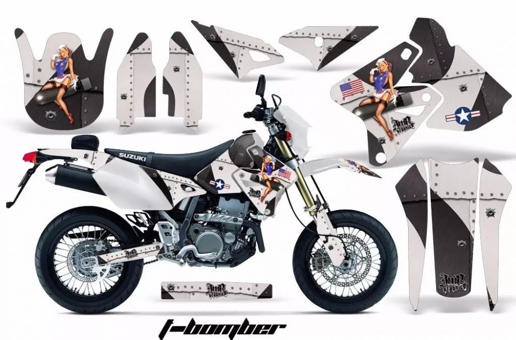 T-Bomber Schwarz ohne Nummernfeldern für Suzuki DRZ 400 S/SM 2000-2023