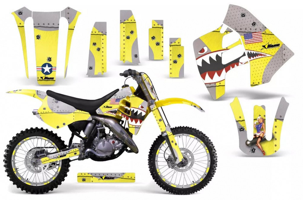 P40-Warhawk Grün mit Nummernfeldern für Suzuki RM 125 1992