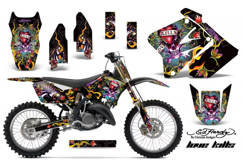 Ed-Hardy - Lovekills Schwarz mit Nummernfeldern für Suzuki RM 125 2001-2009