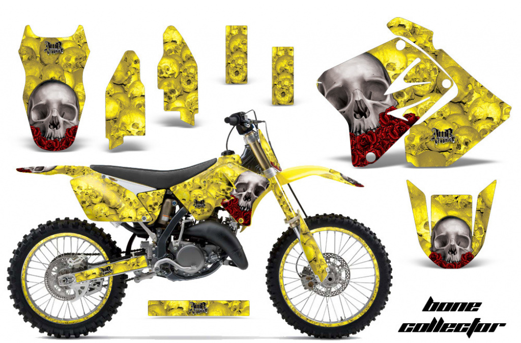 Bone Collector Gelb mit Nummernfeldern für Suzuki RM 125 2001-2009