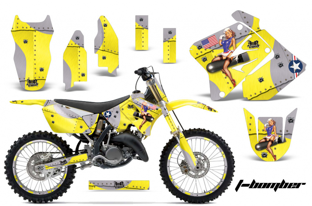 T-Bomber Gelb mit Nummernfeldern für Suzuki RM 125 2001-2009