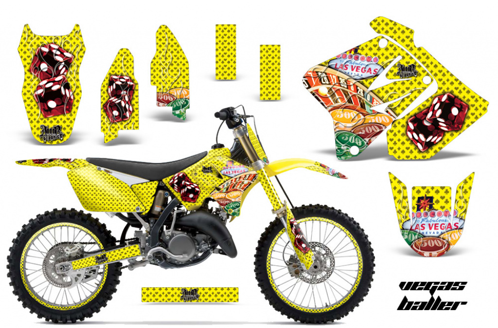 Vegas Baller Gelb mit Nummernfeldern für Suzuki RM 125 2001-2009
