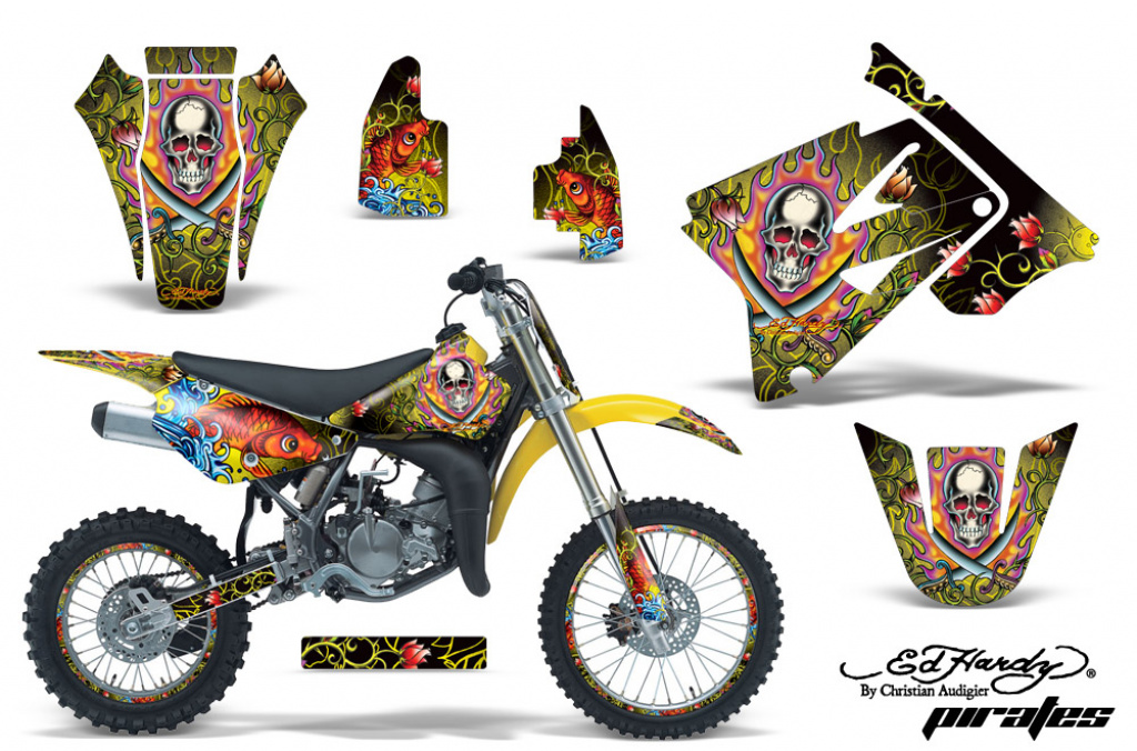 Ed-Hardy - Pirates Gelb mitNummernfeldern für Suzuki RM 85 2001-2023