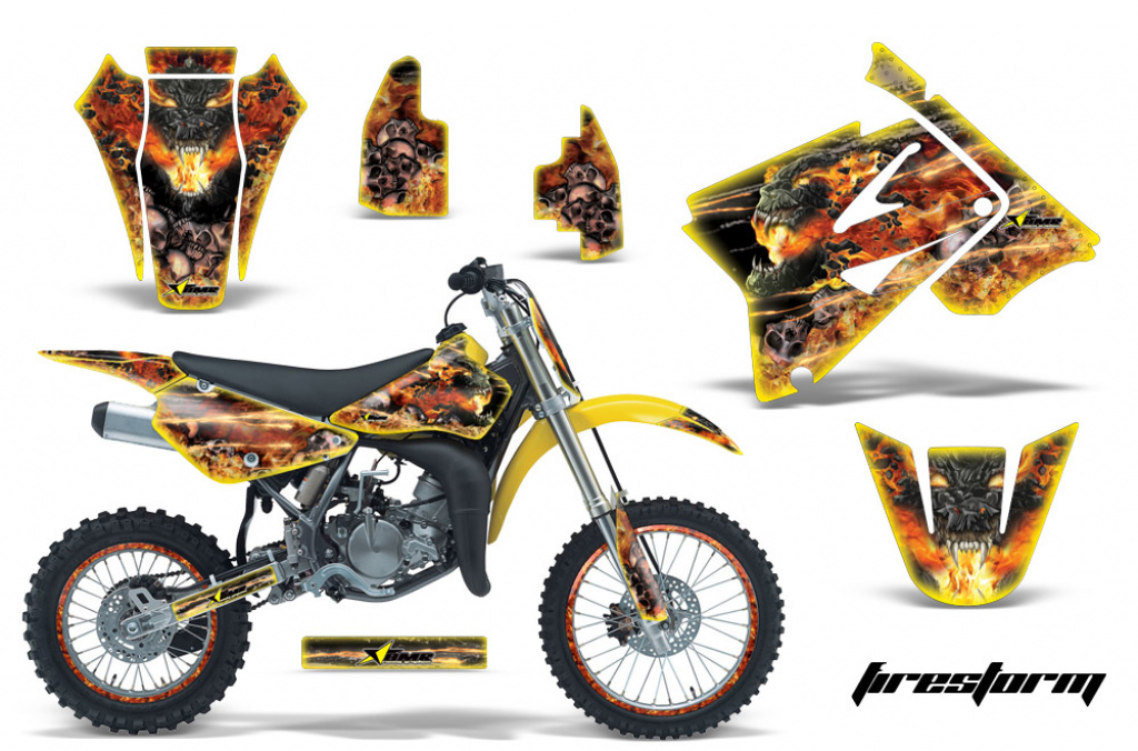 Firestorm Gelb mit Nummernfeldern für Suzuki RM 85 2001-2023