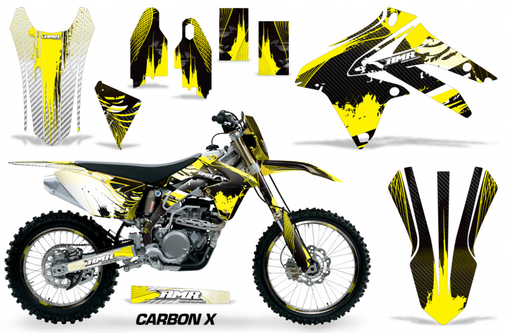 Carbon-X Gelb mit Nummernfeldern für Suzuki RMX 450Z 2009-2017