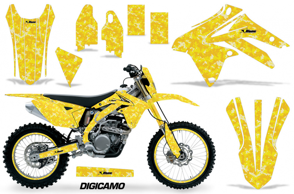 Digicamo Gelb mit Nummernfeldern für Suzuki RMX 450Z 2009-2017