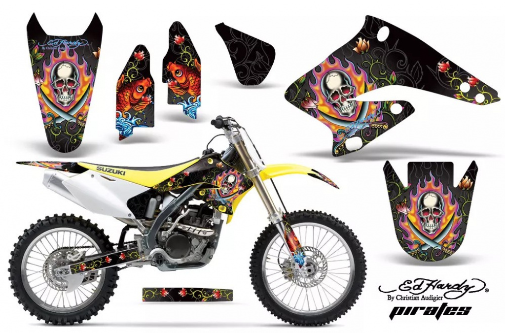 Ed-Hardy - Pirates Schwarz ohne Nummernfeldern für Suzuki RMZ 250 2004-2006