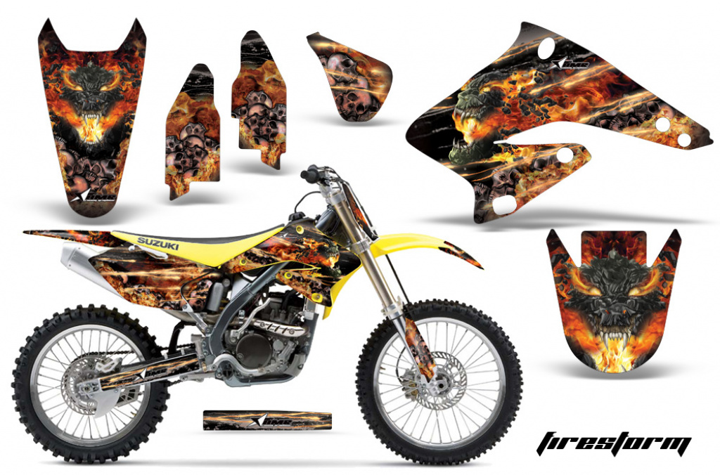 Firestorm Gelb mit Nummernfeldern für Suzuki RMZ 250 2004-2006