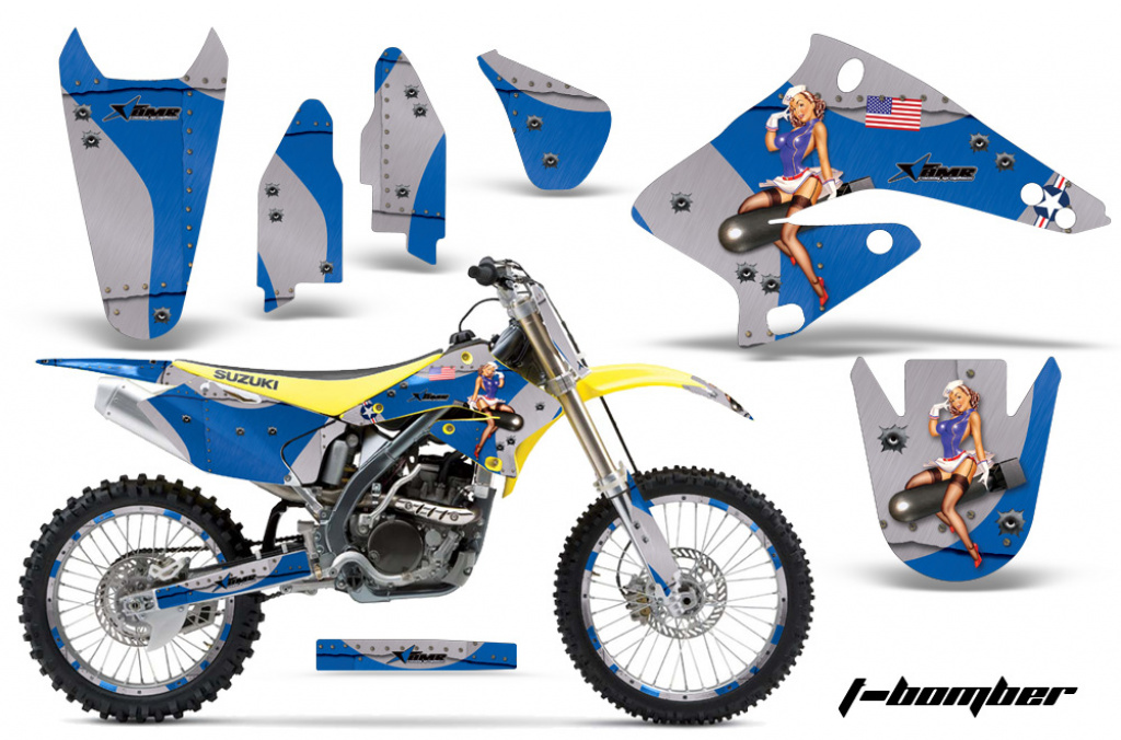 T-Bomber Blau mit Nummernfeldern für Suzuki RMZ 250 2004-2006