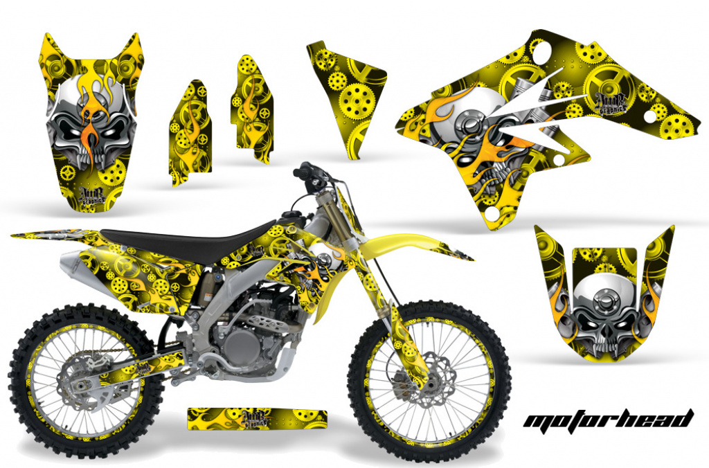 Motorhead Gelb mit Nummernfeldern für Suzuki RMZ 250 2007-2009