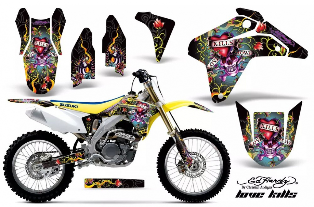 Ed-Hardy - Lovekills Schwarz ohne Nummernfeldern für Suzuki RMZ 450 2005-2006