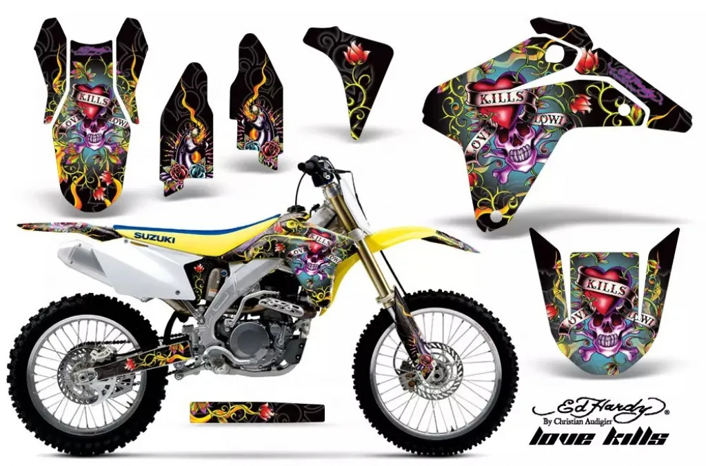 Ed-Hardy - Lovekills Schwarz ohne Nummernfeldern für Suzuki RMZ 450 2005-2006