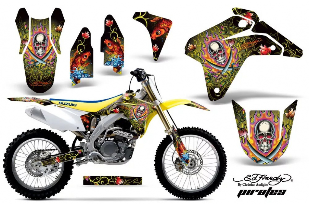 Ed-Hardy - Pirates Gelb ohne Nummernfeldern für Suzuki RMZ 450 2005-2006
