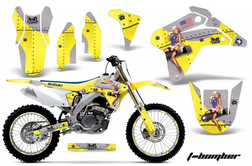 T-Bomber Gelb ohne Nummernfeldern für Suzuki RMZ 450 2005-2006