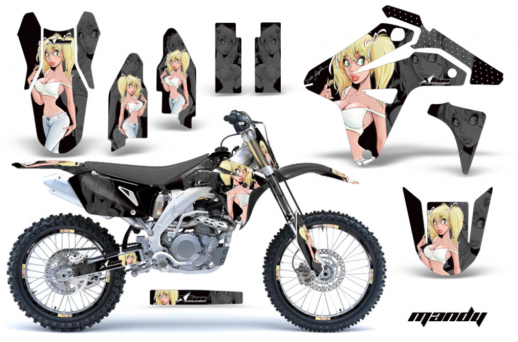 Mandy Hintergrund = Schwarz, Designfarbe = Weiß mit Nummernfeldern für Suzuki RMZ 450 2007