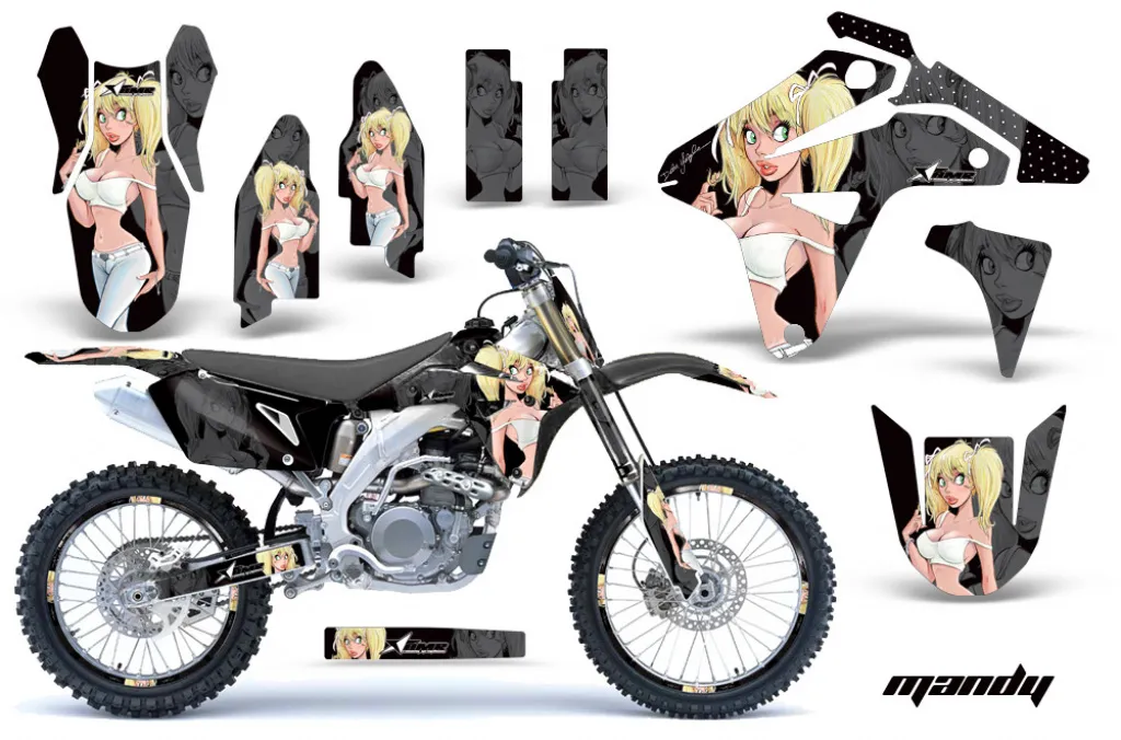 Mandy Hintergrund = Schwarz, Designfarbe = Weiß mit Nummernfeldern für Suzuki RMZ 450 2007