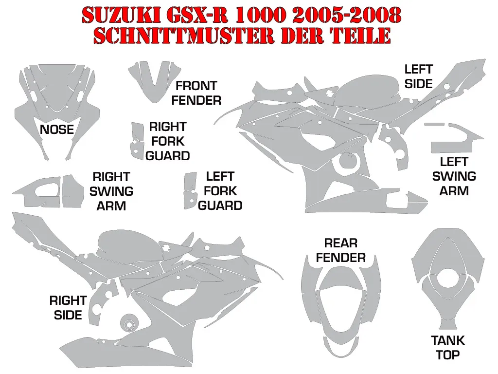 Schnittmuster für Suzuki GSX R 1000 2005-2006