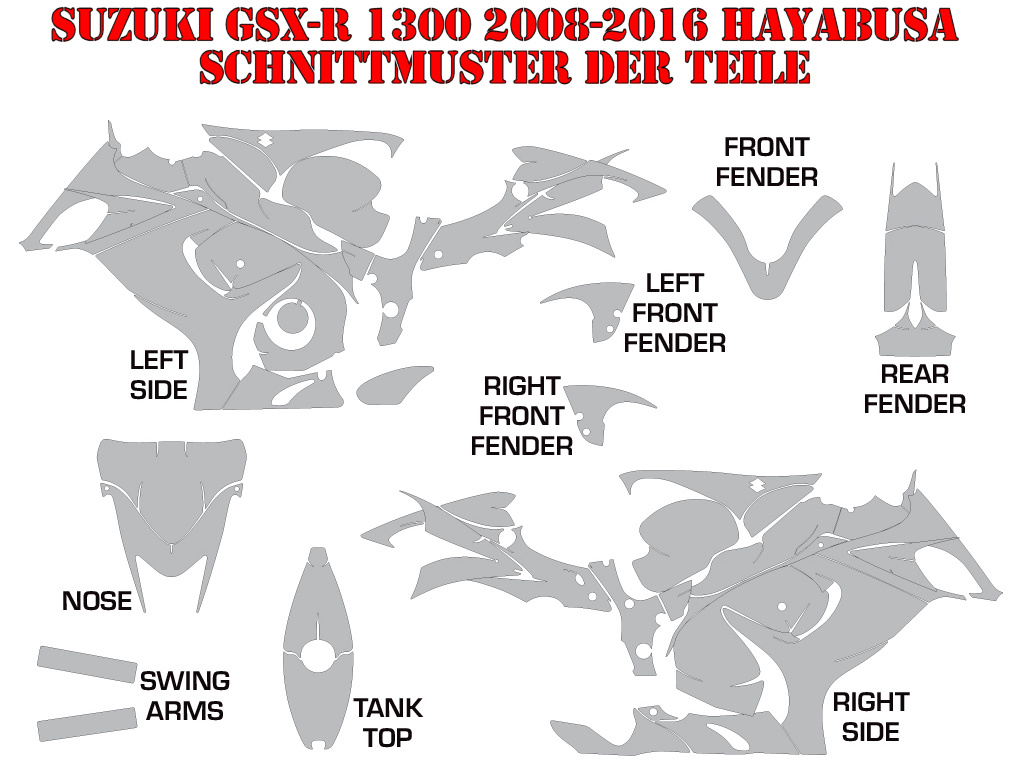 Cutting Pattern for Suzuki GSX R 1300 Hayabusa 2008-2018