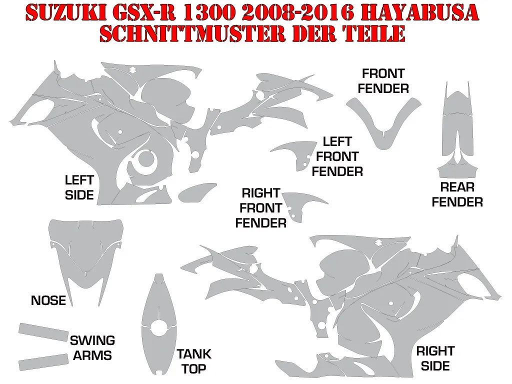 Schnittmuster für Suzuki GSX R 1300 Hayabusa 2008-2018