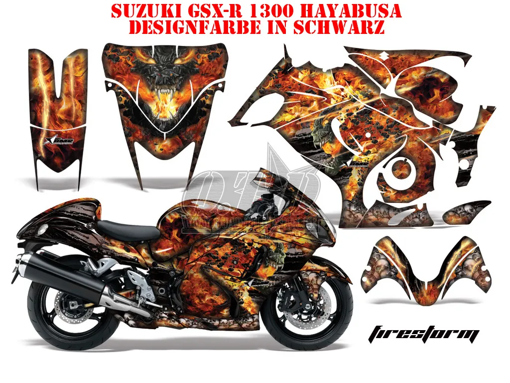 Firestorm Schwarz Suzuki GSX R 1300 Hayabusa 2008-2018