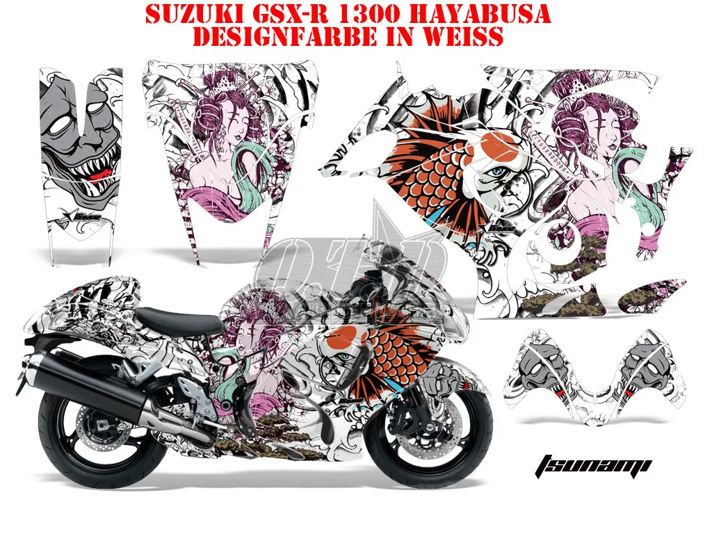Tsunami Weiß für Suzuki GSX R 1300 Hayabusa 2008-2018