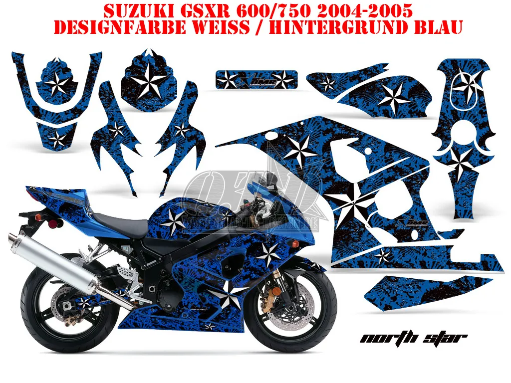 Northstar Hintergrund = Blau, Designfarbe = Weiß für Suzuki GSXR 600/750 2004-2005