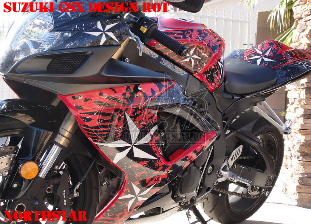 Northstar Hintergrund = Rot, Designfarbe = Weiß für Suzuki GSXR 600/750 2006-2007