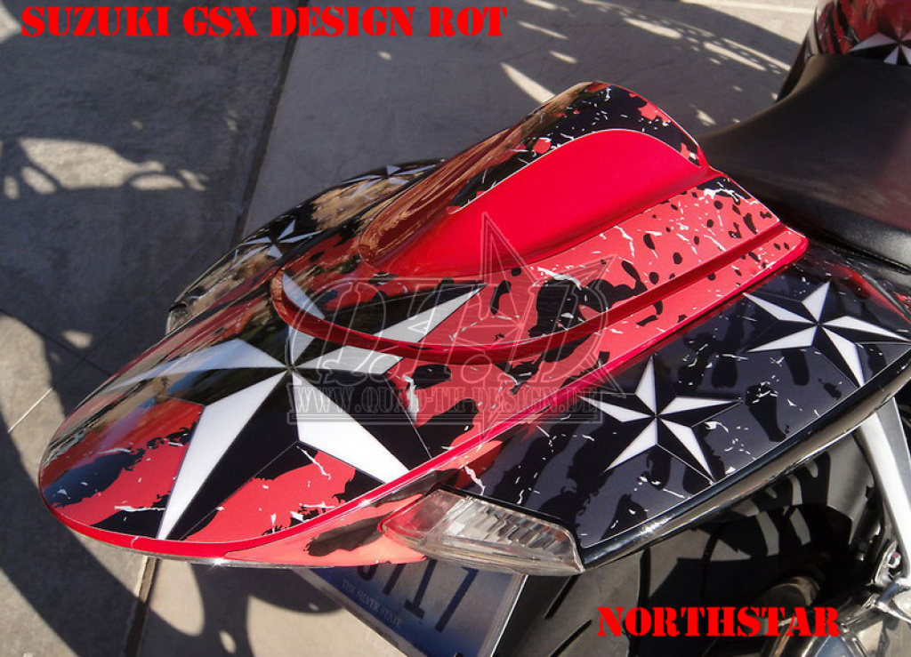 Northstar Hintergrund = Rot, Designfarbe = Weiß für Suzuki GSXR 600/750 2006-2007