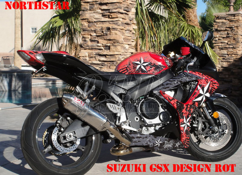 Northstar Hintergrund = Rot, Designfarbe = Weiß für Suzuki GSXR 600/750 2006-2007